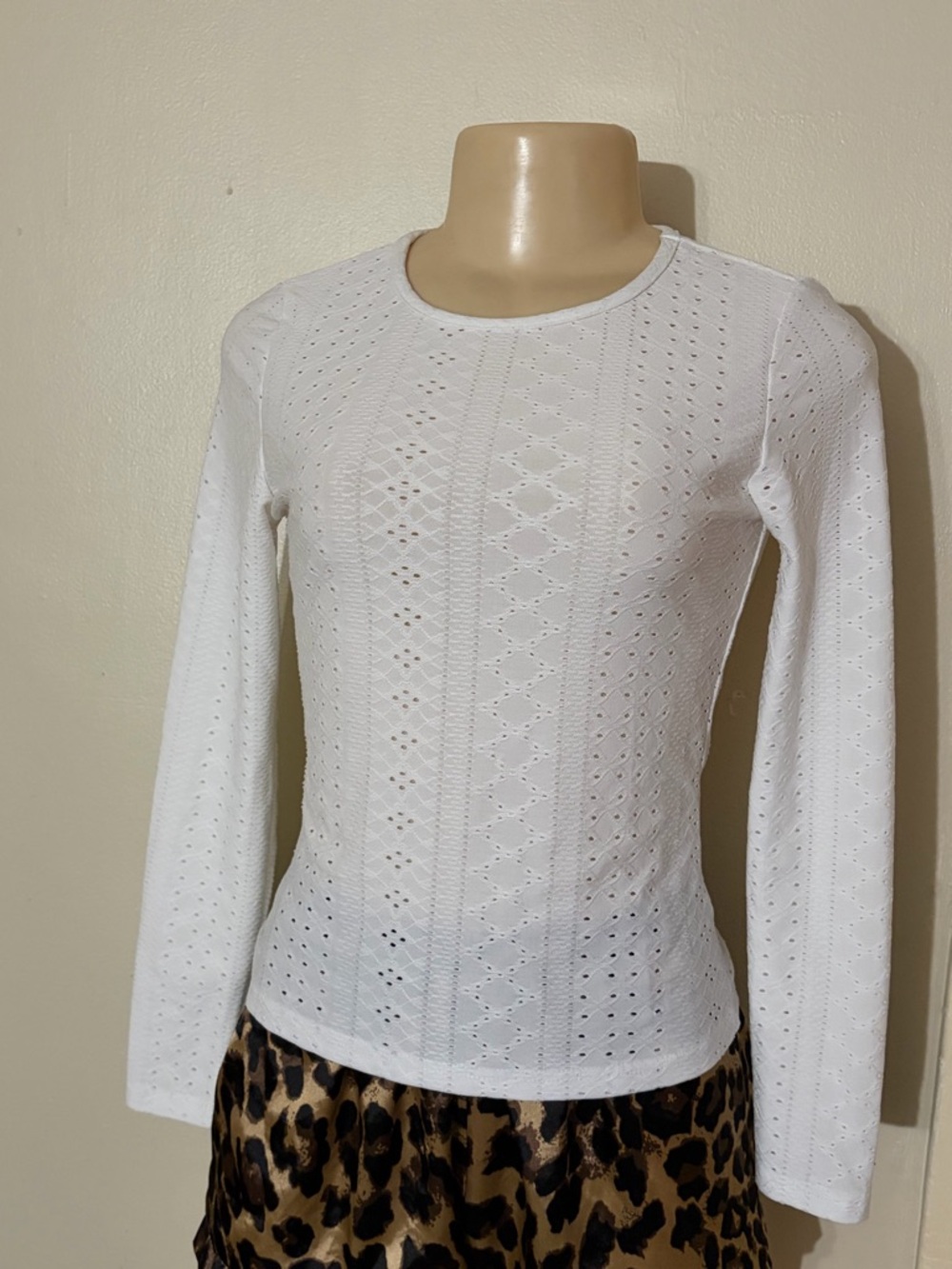 Classic White Eyelet Long-Sleeve Tee